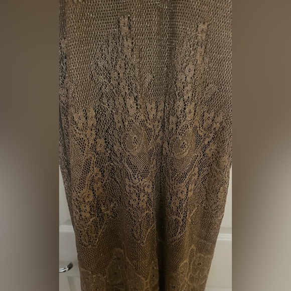 NWT-Vintage NAHDREE Lifestyle Gold Color Overlay Black  Silts Zipper Dress. 10. - Picture 6 of 8